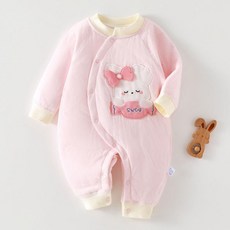 秋冬嬰兒連體薄棉襖 偏扣護肚寶寶外出服