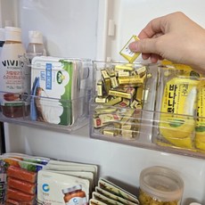더편한생활 투명한 냉장고 도어 포켓 수납 정리함 손잡이 트레이, 3개