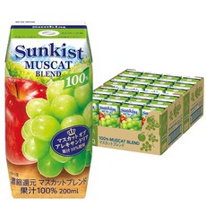 모리나가유업 선키스트 100% 청포도 블렌드 200ml×24병 과실믹스주스 종이팩 음료 음료 음료 상온 보존, 1개, 200ml
