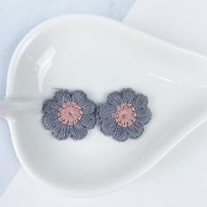 헤세드 DIY) 미니 꽃자수 플라워 아플리케 패치(4개), 진그레이, 4개