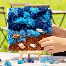 스칸디아모스 액자 만들기 여름 바다이젤 키트 diy 원예 노인 어르신 수업 중학생, 1.여름 바다 이젤 액자 만들기