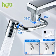 HGA 세면대 수도꼭지 로봇팔 듀얼 분수 모드 1080도 회전+공구, 1개