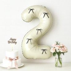 해피제이니 크림 초대형 숫자 블랙리본 이벤트 기념일 생일, 1개, 크림+블랙리본 2