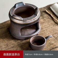 陶瓷加熱爐 蠟燭融蠟爐 茶席質感, 粗陶曲面款溫茶台(贈送10枚蠟燭)