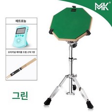 드럼패드 입문용 페달 초보자 악기 연습기 교육 타악기, 1개, 그린 드럼 + 스네어 스탠드 + 메트로놈 A
