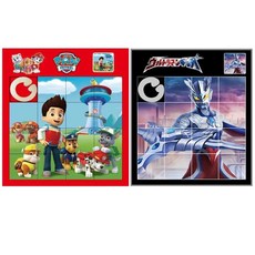 臺灣-出貨滑動拚圖塑料拚闆卡通移動滑塊16格兒童益智移動華容道汪汪隊玩具, 地面狗+賽羅, 1個