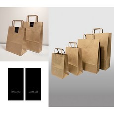 유니플러스 크라프트 친환경 종이 쇼핑백50매 + 감사스티커50장, 1세트, Kraft