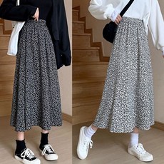 편한 허리 밴딩 여성스러운 꽃 무늬 A라인 스커트 nog97NDm
