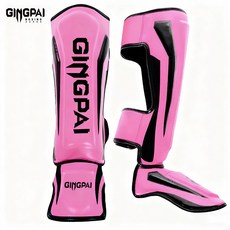 GINGPAI 깅파이 일체형 정강이 보호대 킥복싱 MMA 무에타이 격투기 태권도 보호용품 GDYHTWDFP, 1세트, 핑크 1세트, 핑크