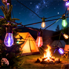 오징어등 LED줄조명 10M20구 파티라이트 야외파티등 전등선 캠핑장전구 큰 앵두등 루프탑 램프 스트링전선 카페 줄전등 테라스 주차장 야외등 방수 행사장 줄전구 알전구, 칼라 별똥별, 1개