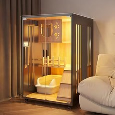 YAPOGI 고양이 빌라 올인원 고양이호텔 놀이터 빌라 이동 가능, 블랙, 1개