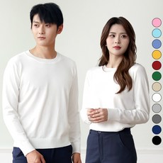 턴키 남녀공용 빅사이즈 심플 라운드넥 스판 니트 티셔츠 FT-082