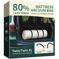 이동 및 보관용 메모리 폼 매트리스 진공백 u2013 헤비 듀티 압축백 스트랩 (트윈 / 트윈 XL), / XL