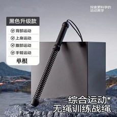 無繩戰繩 健身甩繩 訓練家用力量繩 肌肉臂力 專業體能繩, 岩石黑無繩-基礎彈簧-防滑手柄 一支