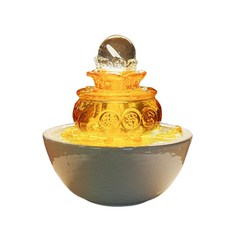 琉璃聚寶盆擺件 陶瓷底座流水裝飾, 聚寶盆擺件