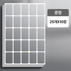 지니밸리 방수 스티커 네임스티커 10장, 중형, 250개, 은색, 25개입