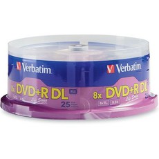 Verbatim DVD+R DL 더블 레이어 85GB 8X 라이프시리즈 25개 묶음 스핀들 71122, Branded Surface, 1개