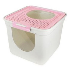 고양이 후드 화장실 배변기 사막화 토일렛 쉘파우더 강아지 애견 반려견 캣, 쉘파우더(핑크)