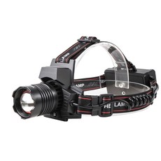 Shipshape LED 충전식 헤드랜턴 1200루멘 신축식 집광 낚시 캠핑 플래시 써치라이트 2600mAh배터리*2 등산랜턴 옥외조명 USB충전케이블, 1개, 블랙