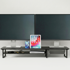 플레이기어 2단 듀얼 모니터받침대 높은 높이 거치대 1000mm, 1개, 100TK (폭100x높이15x블랙)