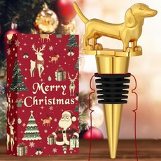 LKKCHER 닥스훈트 와인 스토퍼 남성 아빠를 위한 선물 여성 소시지 애호가를 샴페인 병 생일 아버지 날 크리스마스 브론즈, 1 Gold