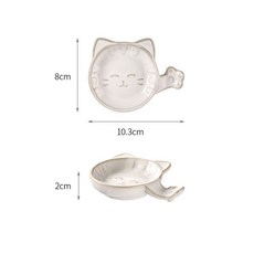 可愛小熊小貓陶瓷醬料碟筷架組 多功能堆疊小菜碟沾醬盤, 1個, 醬料碟(小貓)