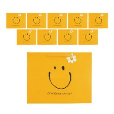 스마일 종이 선물 어린이집 답례품 쇼핑백(데이지 행택 포함), 10개, 데이지행택 포함