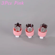 3/5/8개입 프레스드 과일 프린팅 커팅 플라워 야채 주방 엠보싱 비스킷 쿠키 몰드 어린이 도시락용, 01 3Pcs Pink