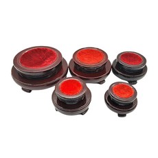 木底座 80mm透明水晶玻璃球座 旋轉雙層底座 展示座 水晶球梯形四方底座 台灣出貨