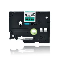 CIDY tz-231 라미네이트 tz p-터치 프린터용 블랙 온 화이트 라벨 테이프 PT-E500W 12mm, 01 12mm, 11 black on green