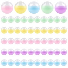 AUEAR 50피스 소형 원형 캡슐 5.1cm(2인치) 자판기 빈 플라스틱 사탕껌 기계 용기 파티 선물 상품 마카롱 168649, 5가지 색상