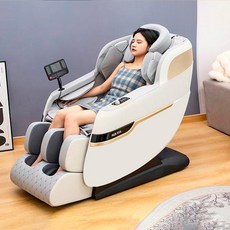 년형 신모델 4D 무중력 전신 에어백 마사지 체어 자동 발열 주무름 기능 블루투스 음악 3년, WHITE