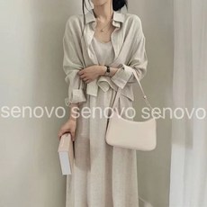 러브심플 가을 여성 린넨 셔츠 맥시 끈 원피스 투피스 간절기 추천 편한 프렌치 빈티지 루즈핏 외출용 카라 남방 날씬해 핏 예쁜 롱 면마 a라인 끈나시 원피스 데일리룩 세트