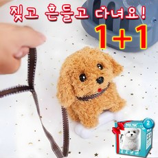 [살아있는 느낌!]1+1 뽀글이 장난감 로봇 강아지 2개 친구같은 러블리 뽀글 강아지 인형 짖음+흔들림+이동, [1+1]4-2.0(갈색)*1+5-회색*1, 컬러 박스