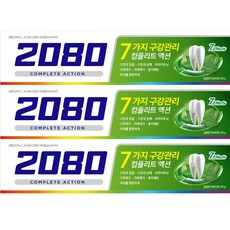 2080 컴플리트액션 치약 허브민트향, 120g, 3개