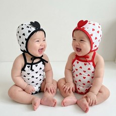 로이앤한나 하트포인트 3개월 6개월 9개월 돌 베이비 유아 여아 여자아기 원피스수영복 수모 세트
