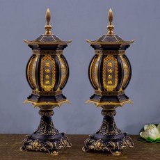 仿古宮燈財神燈關公燈佛前供燈led蓮花燈長明燈佛堂心經大號神燈 神明燈 供佛燈 長明燈 佛燈供燈 風水 擺飾 招財 佛燈, 16寸【道法自然】黑金色/一對 高4, 1個