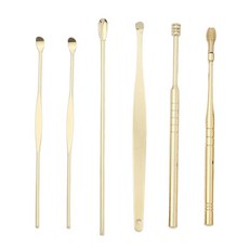 귀지 제거 스테인리스 스텐 6종 금장 귀이개 세트 청소기 도구 스프링 파게, 1개