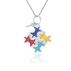 LGSY 스털링 실버 자폐증 퍼즐 펜던트 진주용 펜던트 액세서리/피팅/마운트 진주 비즈 베일 핀 포함 여성용 주얼리 제작용, LGSY 스털링 실버 자폐증 퍼즐 펜던트, 진주용, 펜