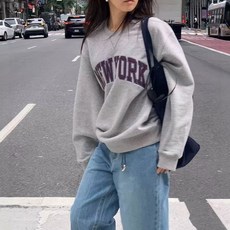 haag刺繡字母貼布美式復古寬松百搭刷毛衛衣 大學T