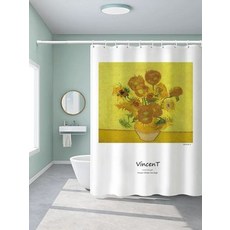 고흐 샤워커텐 호쿠사이 1개 방수 패브릭, 유화 16 Z8Y