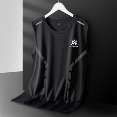 2025新款夏季短袖男冰絲背心男夏季速干砍袖網眼無袖t恤大碼男裝寬松跨欄運動坎袖