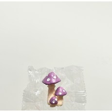 20p set 귀여운 버섯 미니어쳐 책상꾸미기 화분데코 테라리움 소품 카페소품 귀여운 미니정원 꾸미기 홈데코 미니피규어, 20개, 연보라 버섯 세송이