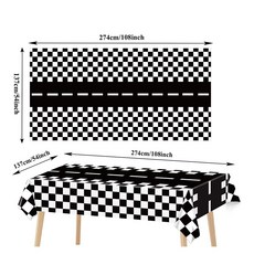 교통 콘 및 플래그 체크 검정 깃발 생일 무늬 흰색 테마 장식 자동차 용 레이싱 경주, tablecloth 1