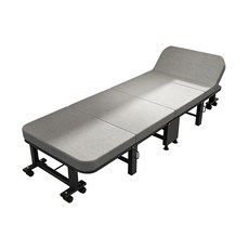 豪華四折床 寬70cm 190x70x27cm 可調式頭枕 360度萬向輪 承重200KG, 灰色