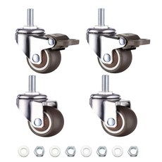 m10 캐스터 휠 5.1cm(2인치) 스레드 스템 4개 와이어 휠 데스크 나사 가구 있는 고무 롤링 선반용 tpe 브레이크가 회전 카트 튼튼한 소형 세트 스탠딩, 1 Inch