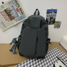 백팩 책가방 대학생 가방 배낭 블랙(펜던트 여행 없음) 대용량, X. 회색  파란색 개구리 펜던트