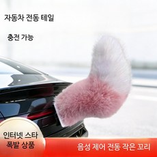 전동 꼬리 음성제어 리모컨 자동차 인테리어 장식 소품 스타일 완구 65자, 1개, D_연그레이과 화이트 고정식 + 벨크로 세트