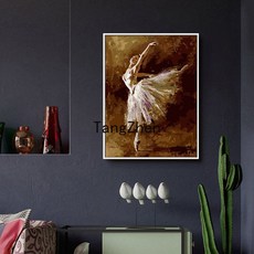 【TangZhen】유화그리기 유화그리기세트 diy 수제 채색 디지털 유화 발레 무용 커플 디지털 색칠 손그림 압축 풀기 거실 장식 40*50, 발레 후, 60x75 두께 내곽선 더블 페인트 펜 + 콤보 외곽, 1개