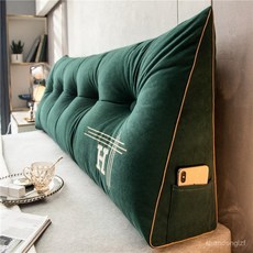 해피유통 등받이 쿠션 삼각 의자 침대 쇼파 대형 헤드 인테리어 등쿠션 롱 거실 허리 받침 베개, 60, 딥그린